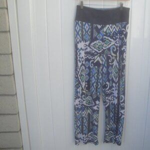 Woman in Control Pants Women's Small Bohemian Print Blue-Green Knit